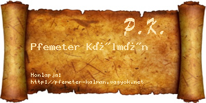 Pfemeter Kálmán névjegykártya